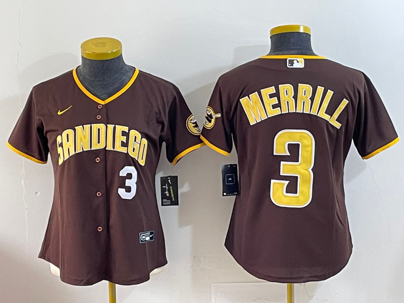 Women San Diego Padres #3 Merrill Brown Game 2025 Nike MLB Jersey style 9